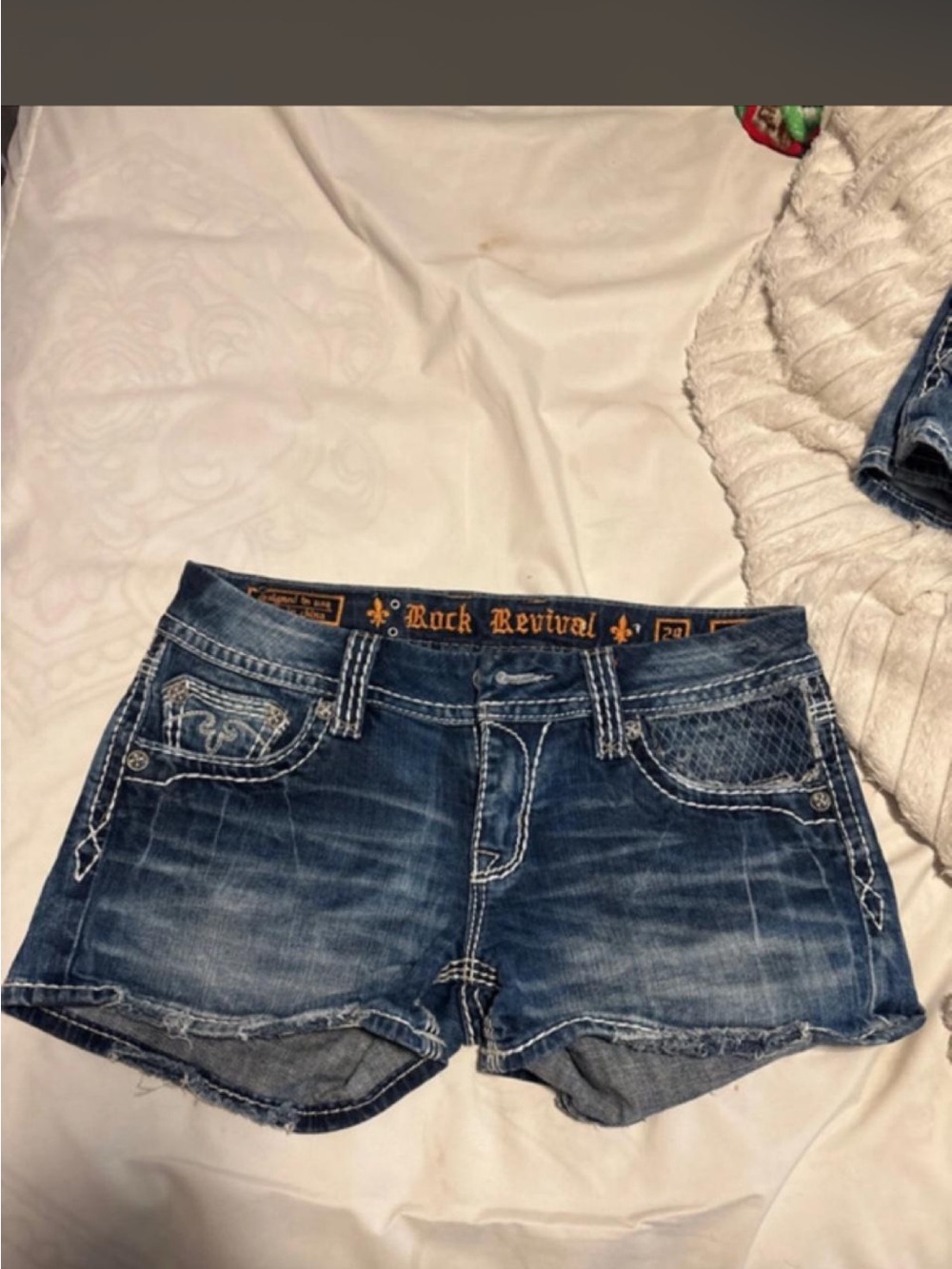 Rock Revival Distressed Dark Blue Denim Jean Shorts